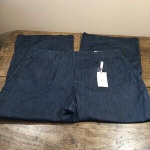 NYDJ Mona Wide Leg Womens Sz 26W Trousers Plus Blue Pants High Rise NWT
